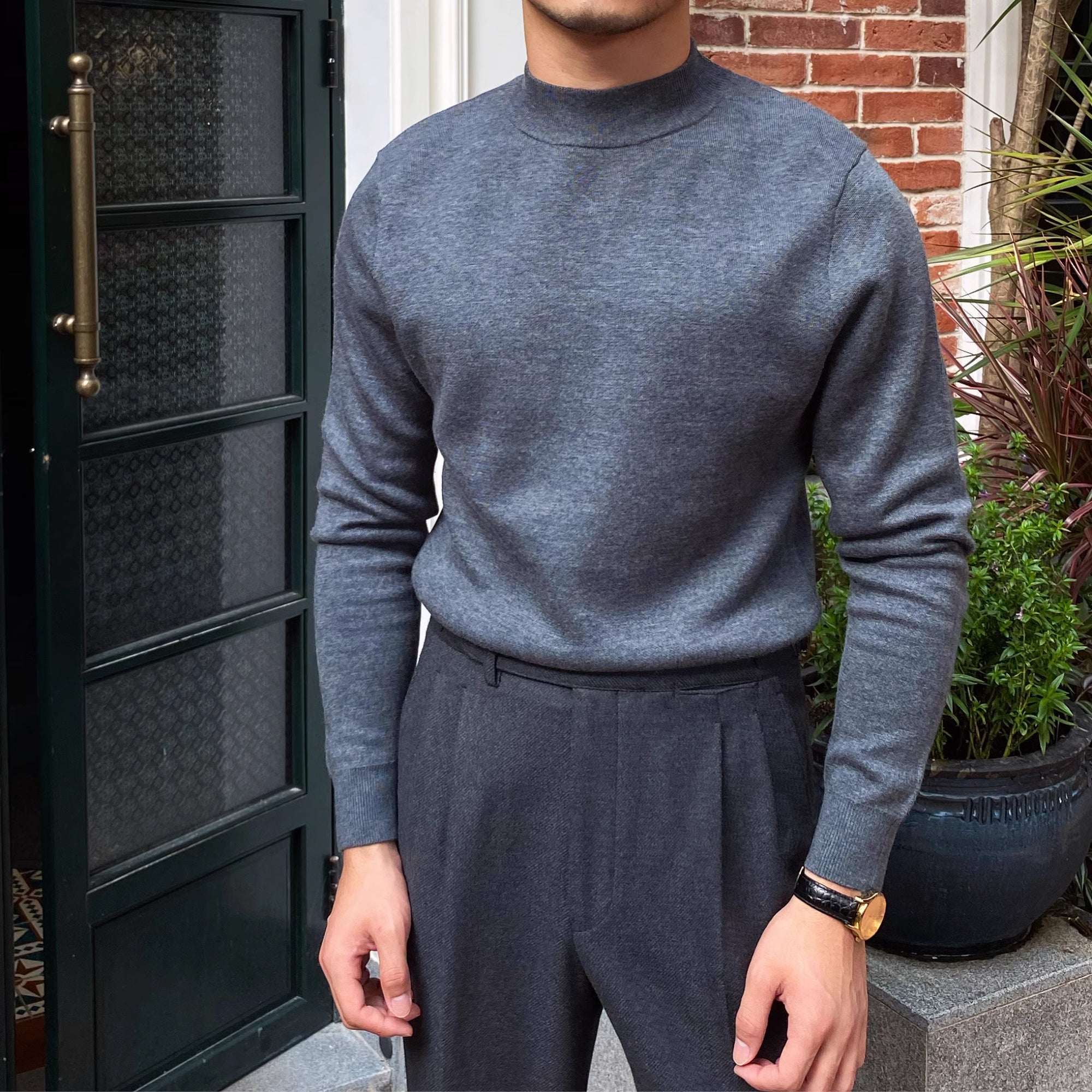Winter Pullover Keep Warm Knitted Mock Neck Sweater