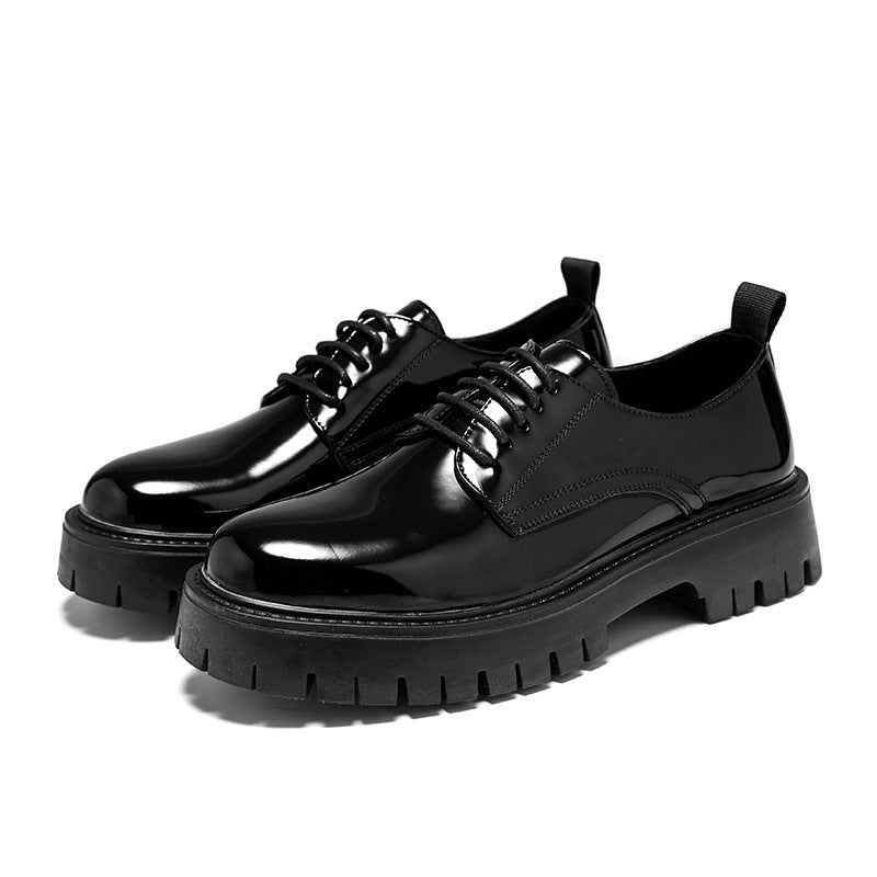 Men's Fashion Shiny Leather Shoes – British Style Big Head Design