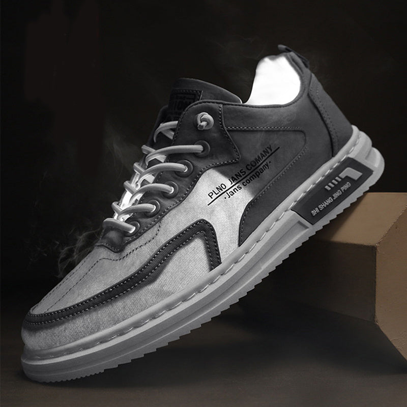 Men’s Lace-Up Canvas Sneakers – Letter Print Platform Shoes