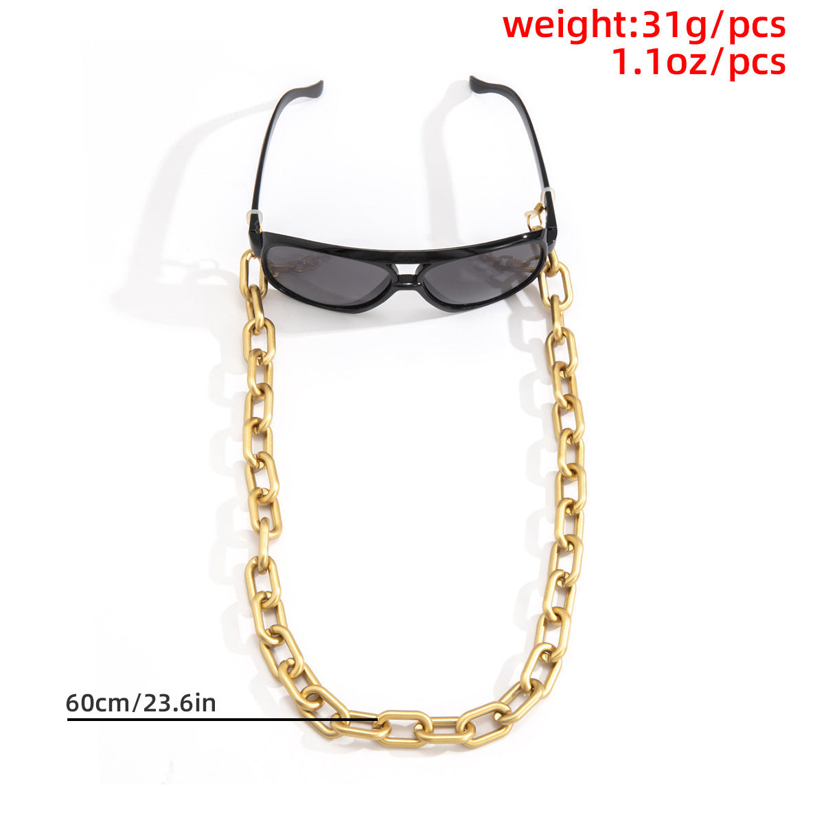 Fashion Retro Flannel Geometric Ring Glasses Chain