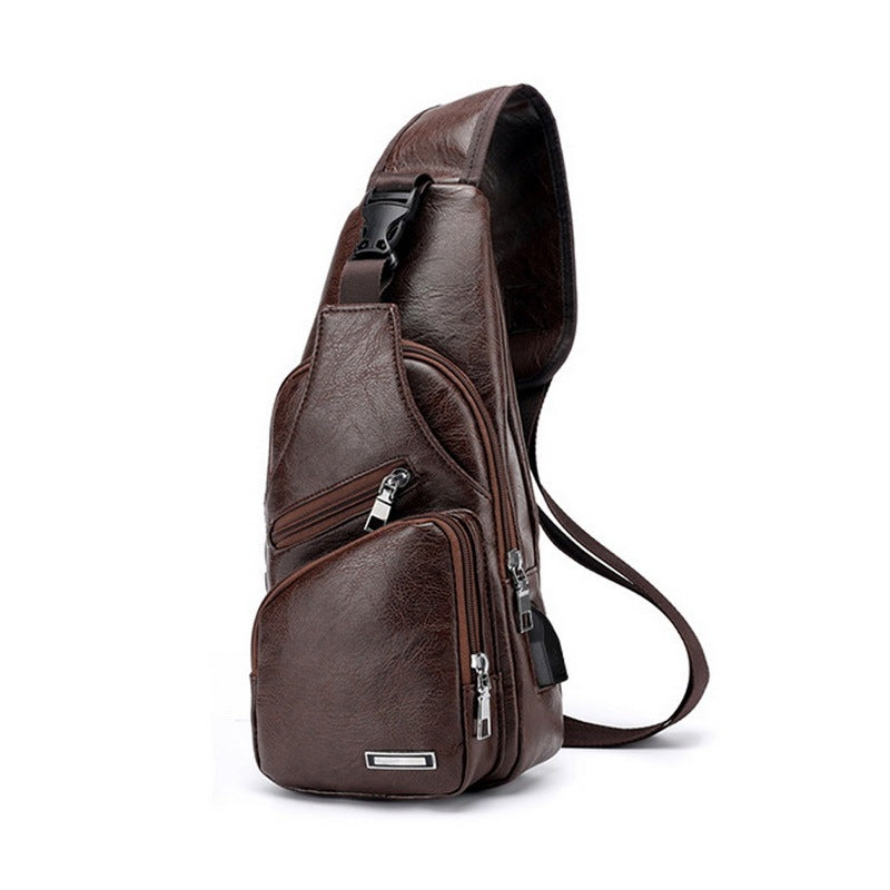 Men's USB Charging Bag Men Chest Bag Shoulder Bag Travel Bag