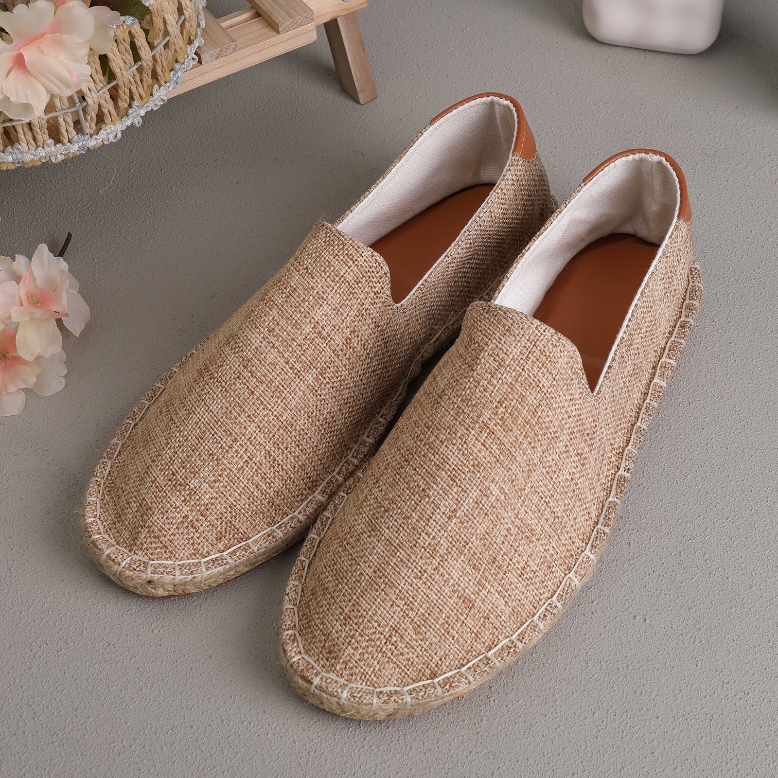 Men’s Breathable Canvas Loafers – Sweat-Absorbent Casual Slip-On Cloth Shoes