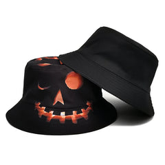Halloween Creative Cartoon Pumpkin Grimace Printed Sun-Shade Fisherman Hat