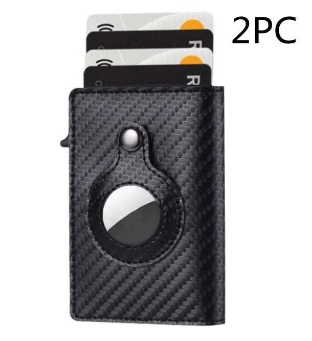 Airtag Anti-Theft Bullet Card Bag Multi-Functional RFID Card Holder Men's Leather Slim Wallets