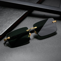 Sun Protection Fashion Rimless Crystal Travel Sunglasses For Men