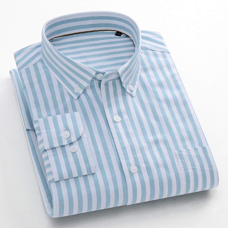 Striped Cotton Oxford Anti-wrinkle Business Casual Shirt For Men