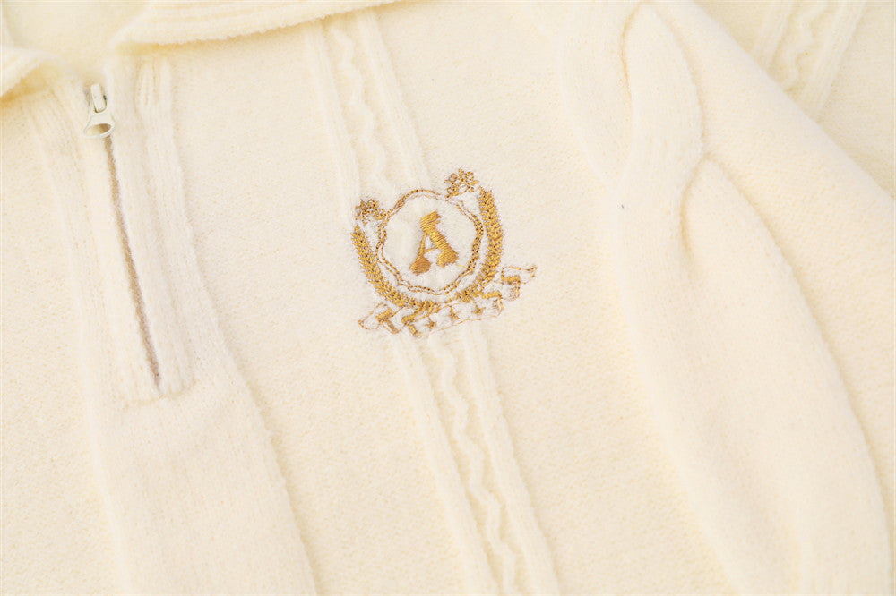 Simple Embroidered Lapel Sweater For Men
