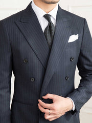 Six Button A Stripe Slim Fit Men's Casual Retro Suit