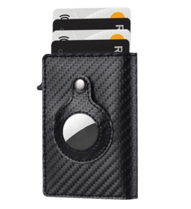 Airtag Anti-Theft Bullet Card Bag Multi-Functional RFID Card Holder Men's Leather Slim Wallets