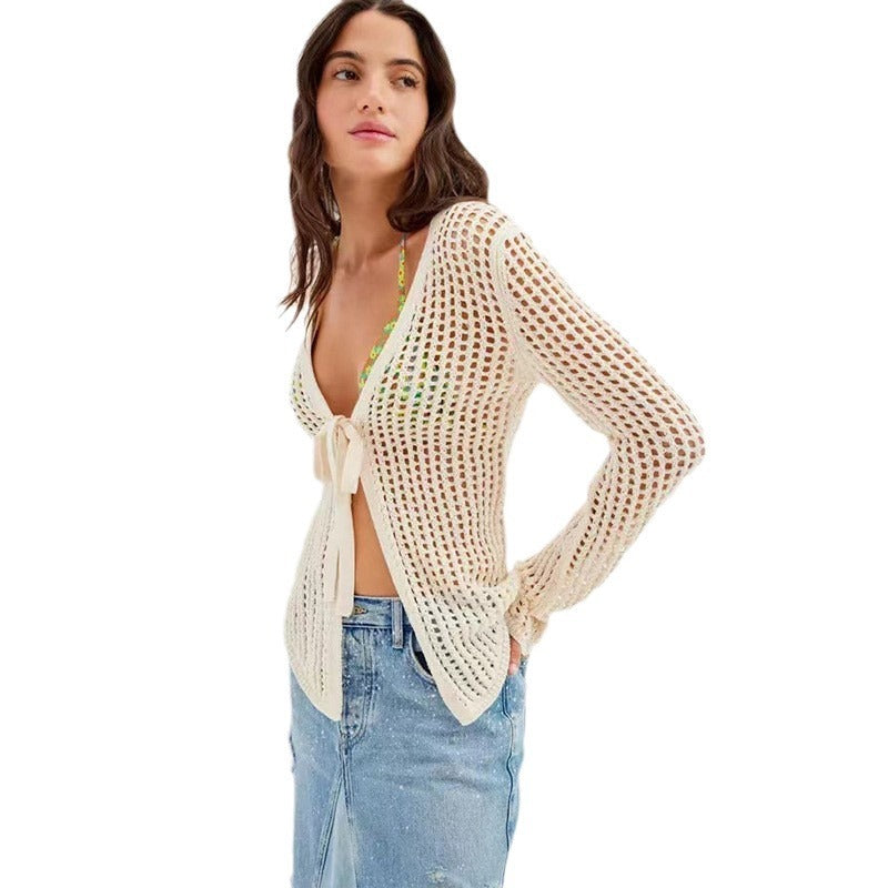 Sexy Knitted Hollow Beach Bikini Swimsuit Outwear Sun Protection Shirt