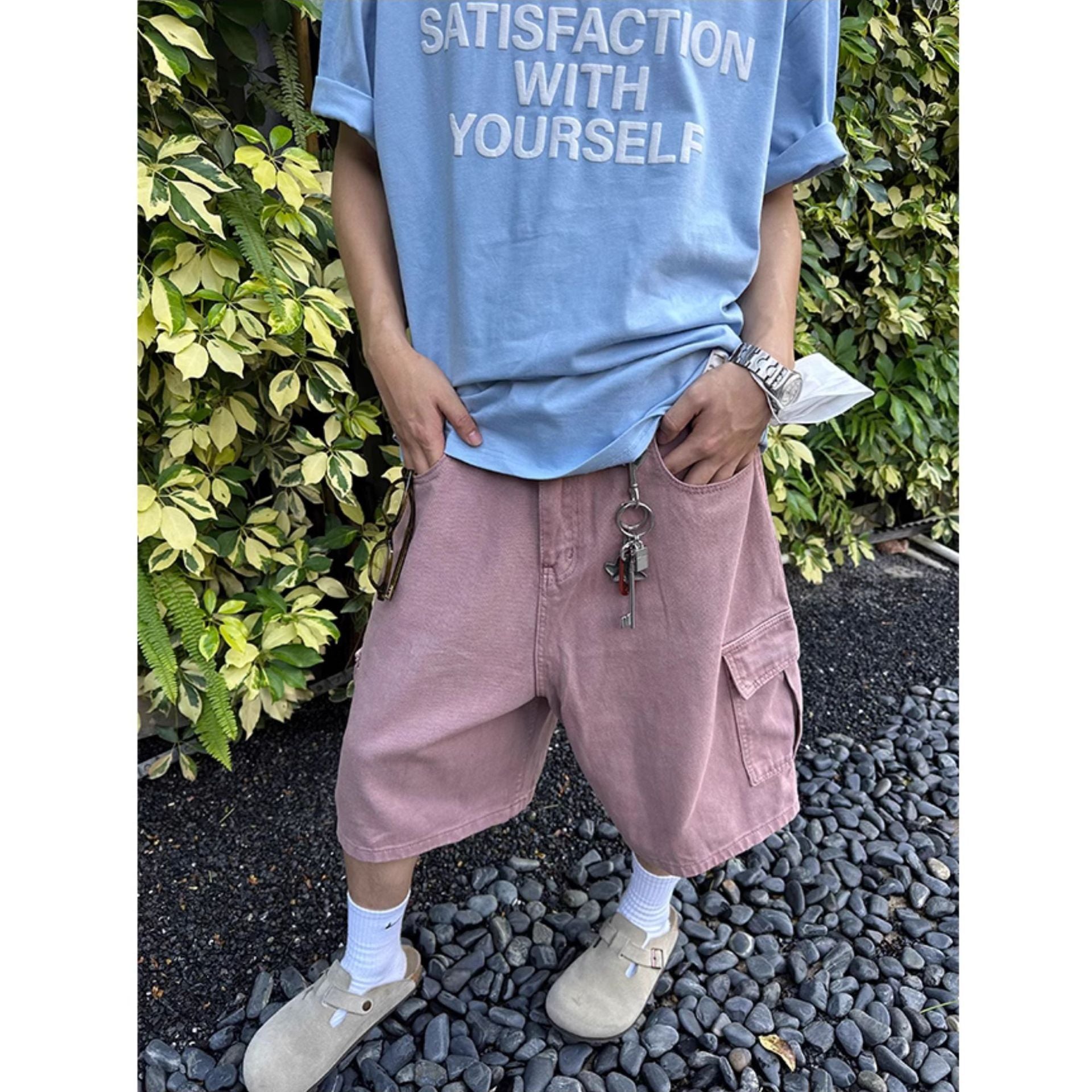 American Retro Washed Denim Shorts Men