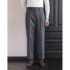 Men's Naples High-Waisted Straight Leg Casual Dress Pants Wool Thick