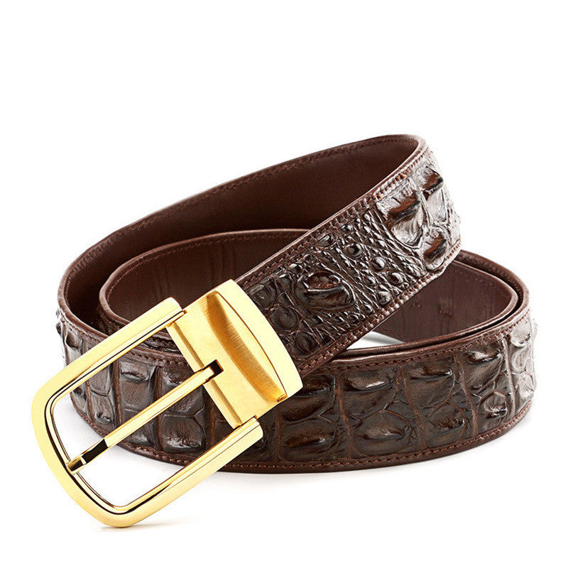 Genuine Leather Crocodile Skin Business Casual Men's Pin Buckle Belt