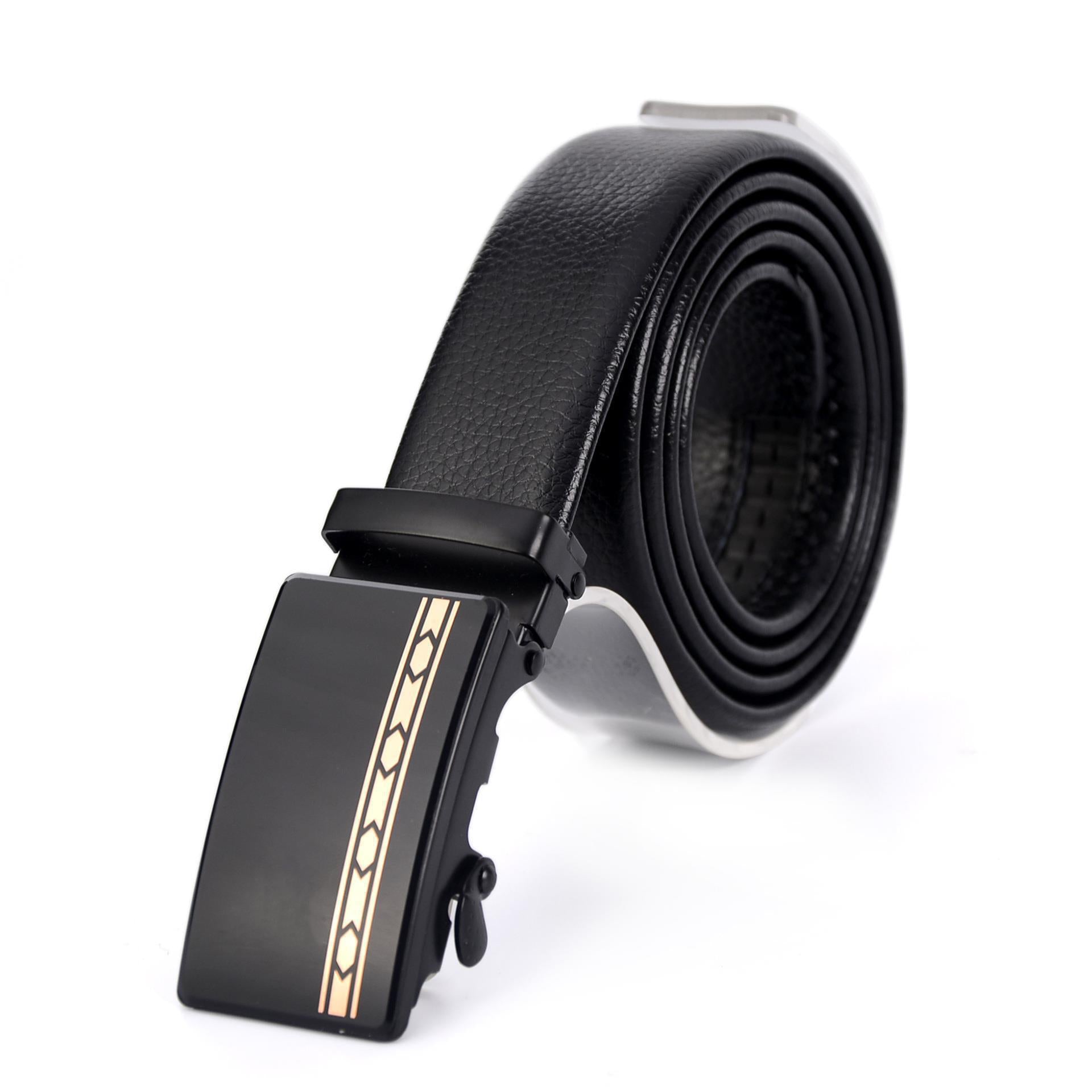 Men's Automatic Buckle Belt Mirror Acrylic Iron Button Business Casual Belt