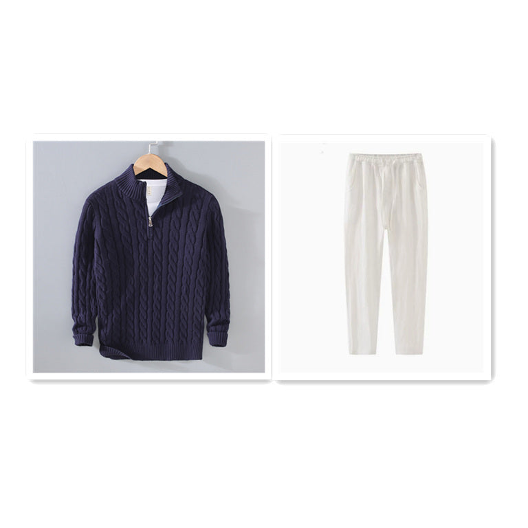 Men's Loose Zip Pullover Knitting Sweater Coat