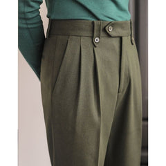 Men's Naples High-Waisted Straight Leg Casual Dress Pants Wool Thick