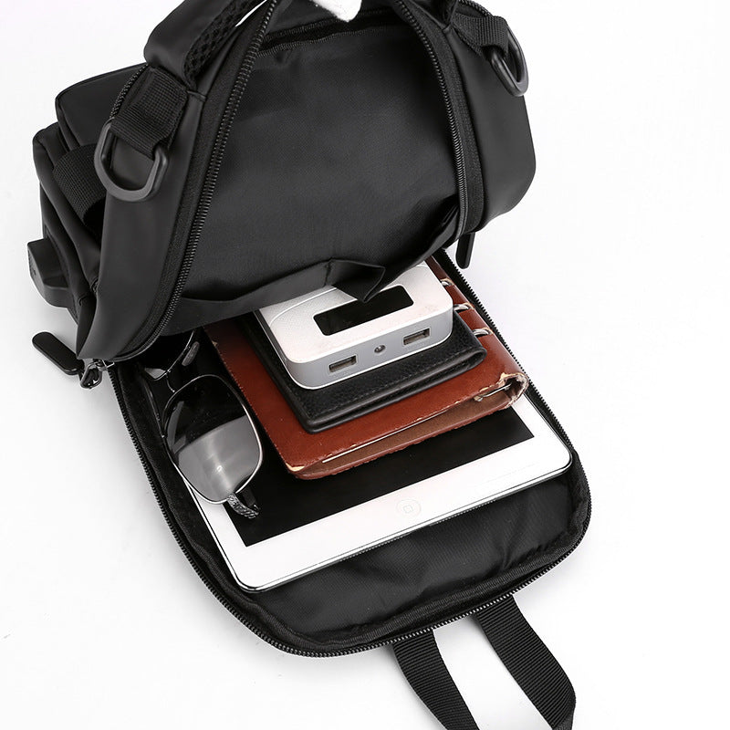 Multifunction Bags For Men Nylon Backpack Crossbody Shoulder Bag With USB Charging