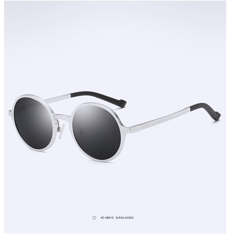 Vintage Style Aluminum Magnesium Sunglasses Full Round Frame For Men