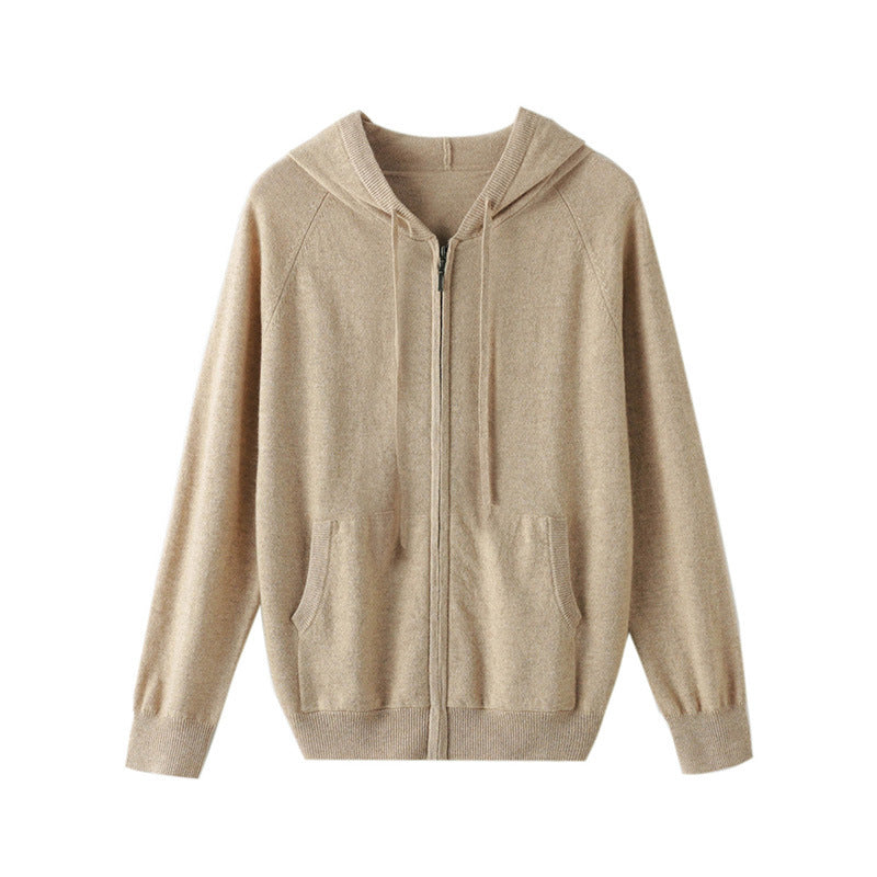 Hooded Casual Sweatshirt Knitted Cashmere Cardigan Zipper Men