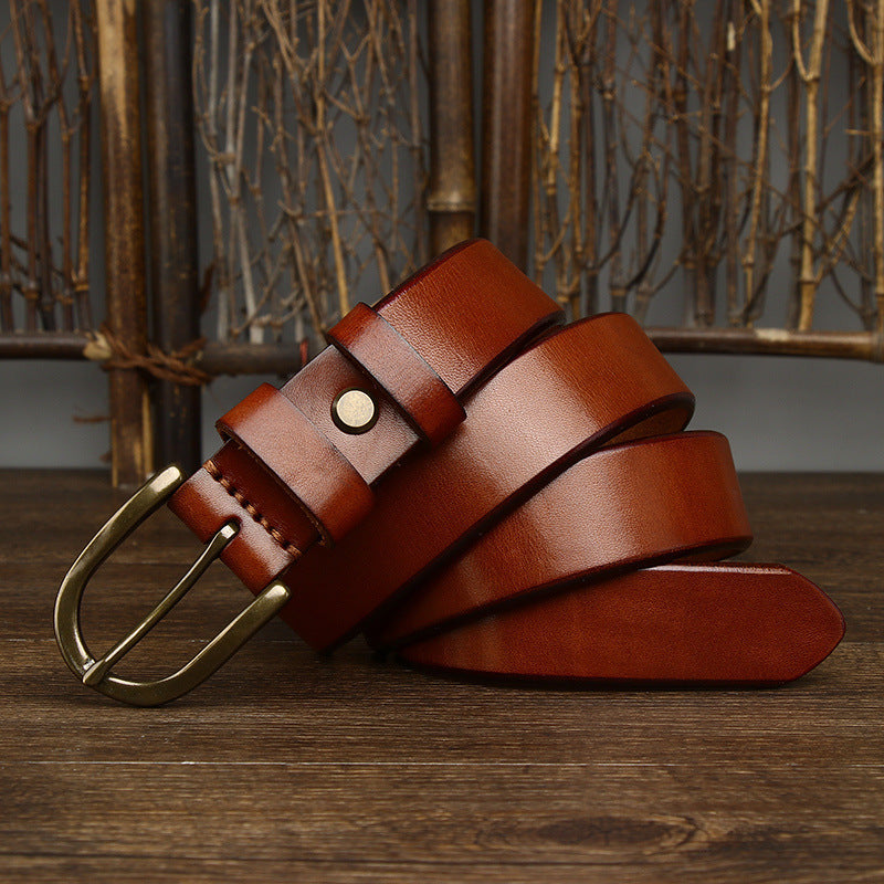Wide Copper Buckle Trendy Fashion Retro Belt For Men