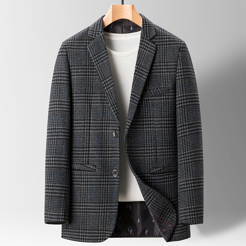 Spring Summer Slim-fit Casual Plaid Men's Suit