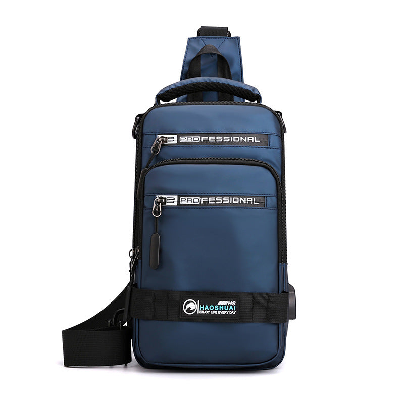 Multifunction Bags For Men Nylon Backpack Crossbody Shoulder Bag With USB Charging