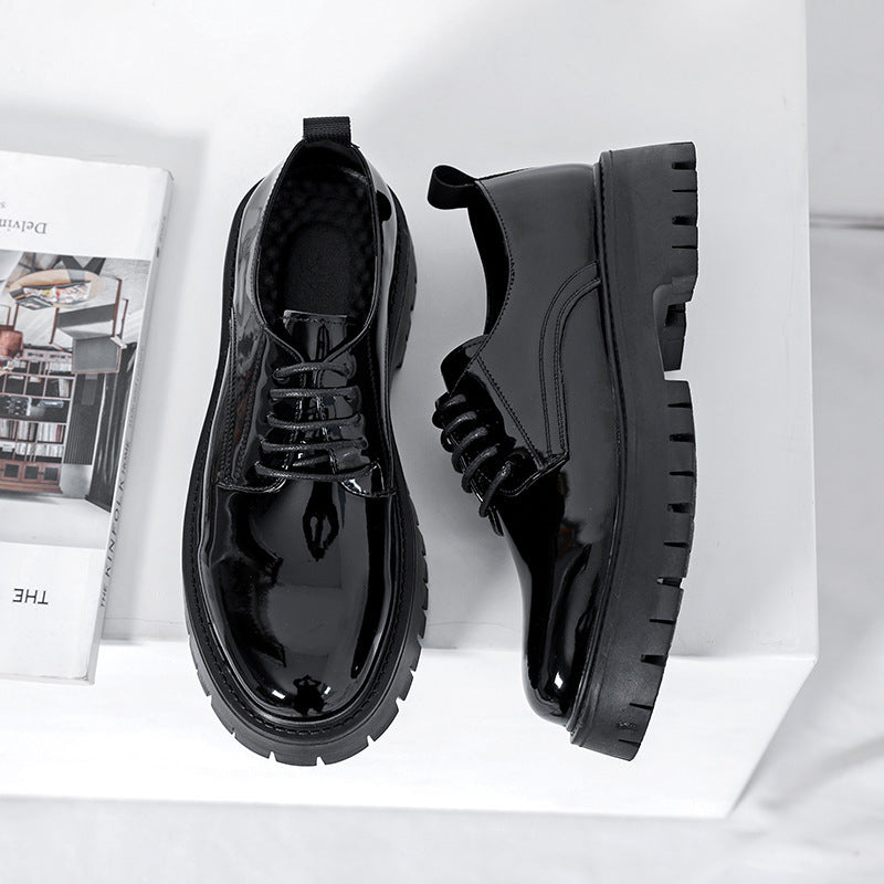 Men's Fashion Shiny Leather Shoes – British Style Big Head Design
