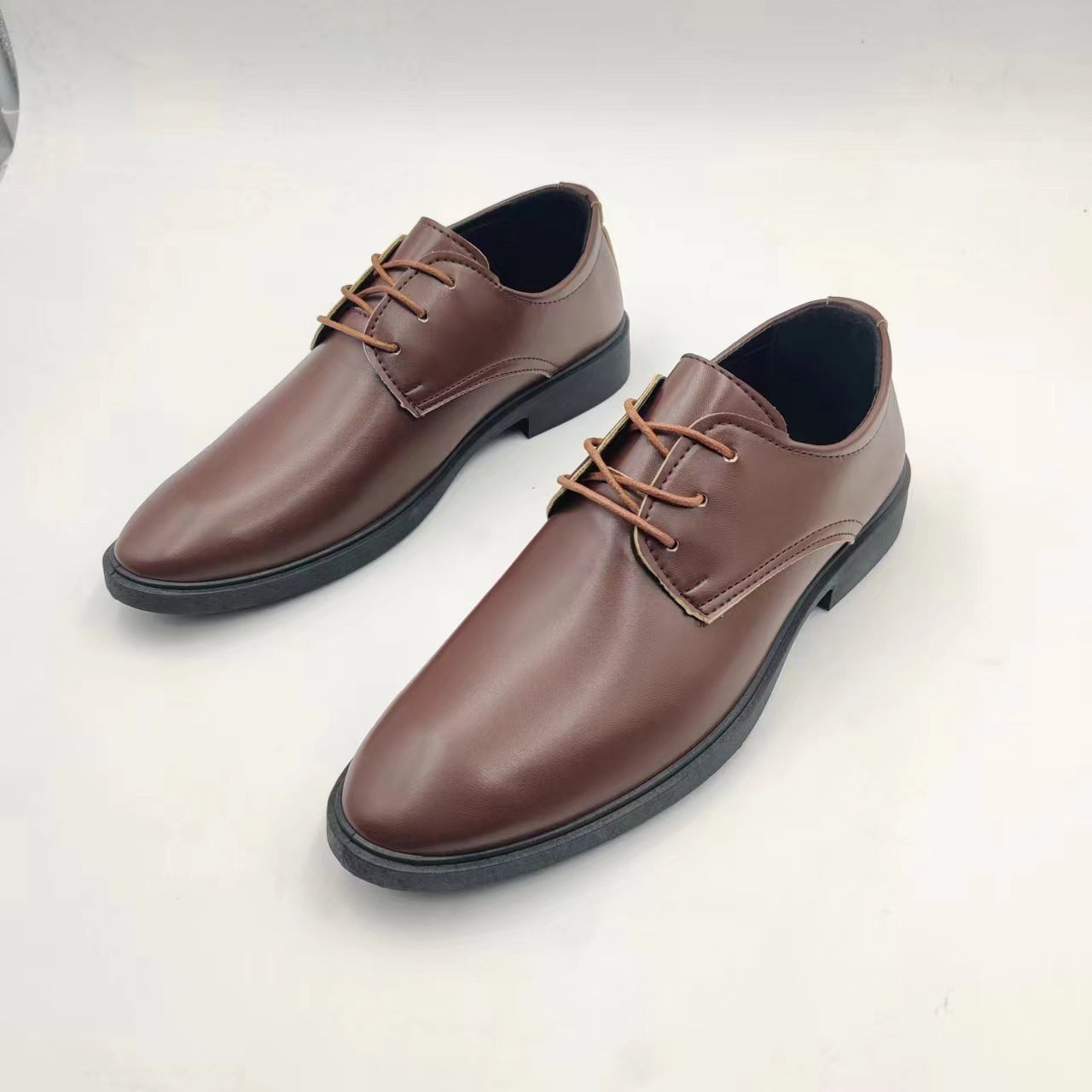 Men's Business Travel Round Head Formal Leather Dress Shoes