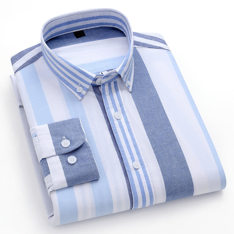 Striped Cotton Oxford Anti-wrinkle Business Casual Shirt For Men