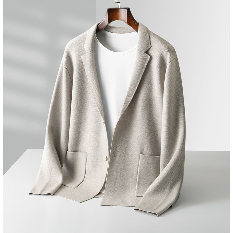 Fall Winter Men Cardigan Cashmere Sweater Business Casual Plush Knitted