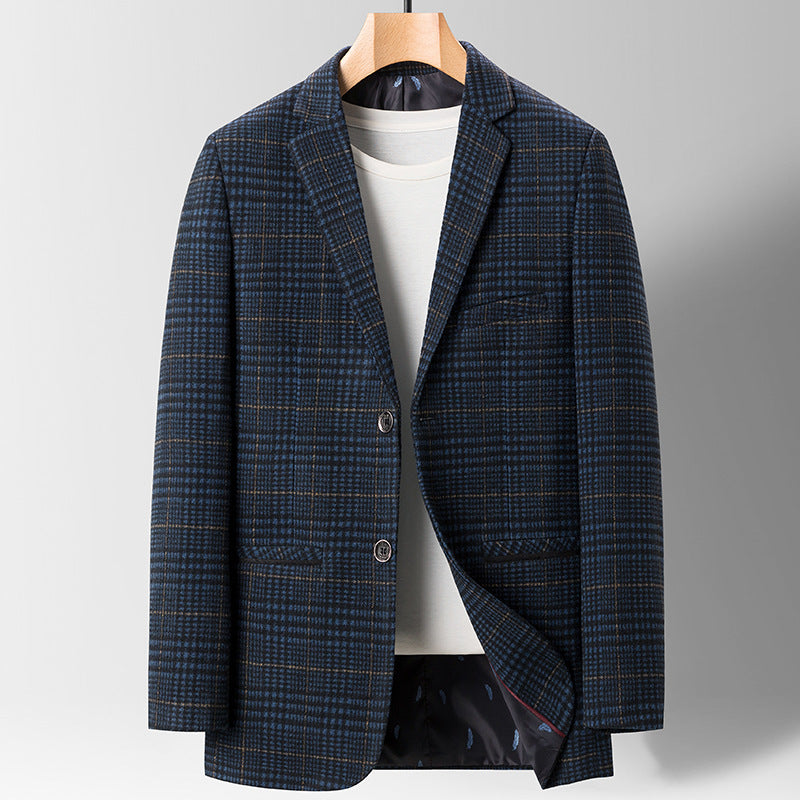 Spring Summer Slim-fit Casual Plaid Men's Suit