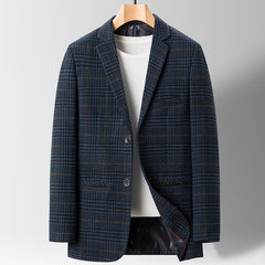 Spring Summer Slim-fit Casual Plaid Men's Suit